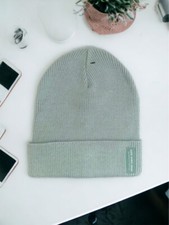 ZARA Hat Kids Blue Ribbed knit hat with cuffed finished Logo 10-14 Years