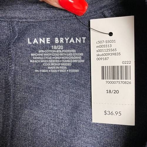 Lane Bryant Womens Blue Raglan Sleeve Crew Neck Pullover Light Sweatshirt 18/20 - Picture 5 of 7