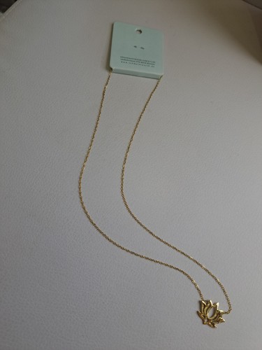 Halskette Lotusblume Edelstahl Lotus goldfarben Yogaschmuck Tara - Bild 2 von 3