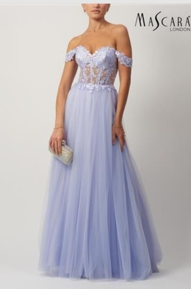 Mascara size 10 Mc182509 Aqua blue Evening dress cold shoulder NWT image 4