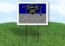 2023 SENIOR BLUE SILVER 18inx24in Yard Road Sign w/ Stand