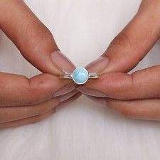 Amazing Larimar Gemstone 925 Sterling Silver Wedding Boho Ring Memorial Day A-40