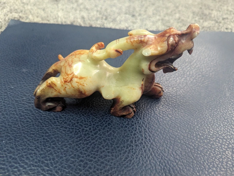 Dragón chino mítico tallado a mano piedra bestia Pixiu de colección Foto 4 de 4