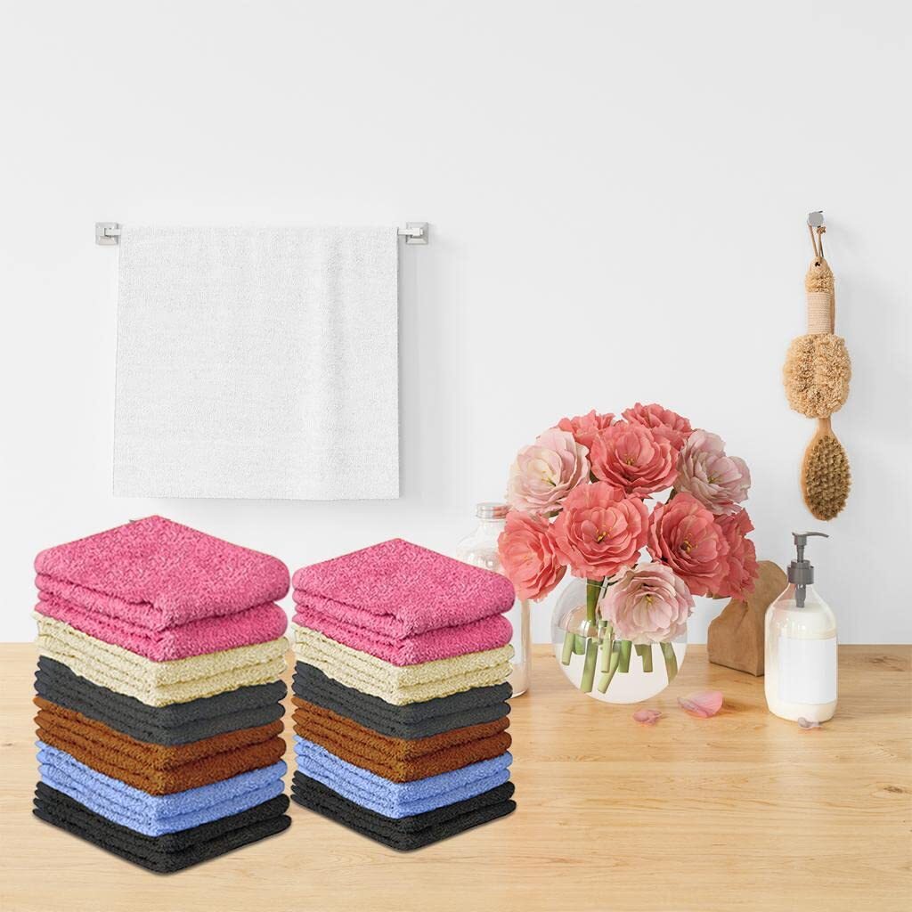 100% Cotton - Wash Cloth Set - Pack of 24 Flannel Face Cloths