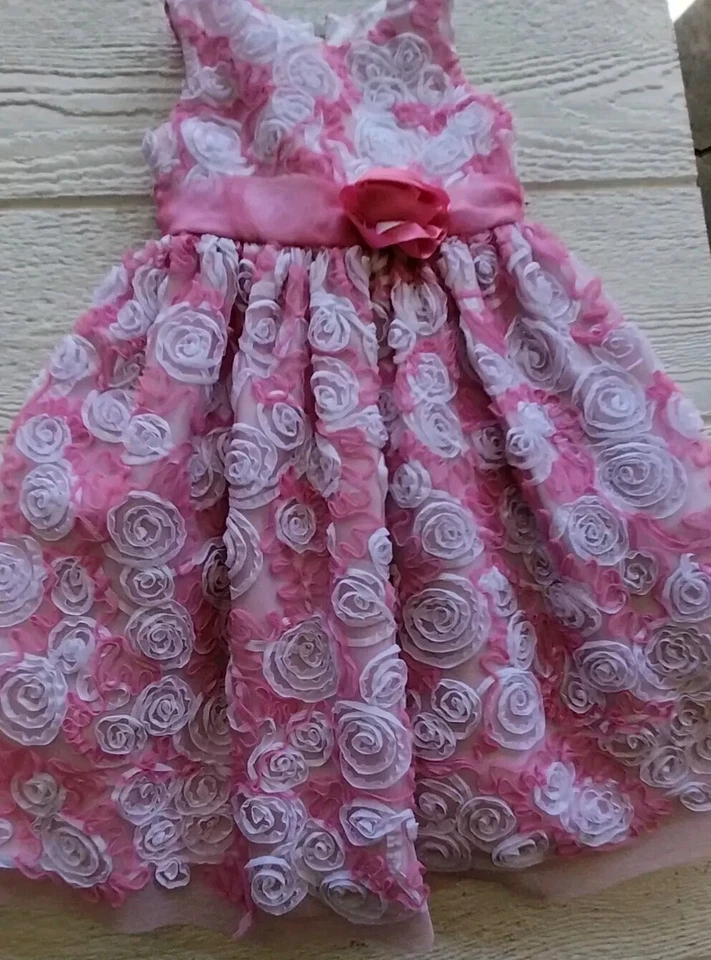 Vestido Formal Jayne Copeland Niño Pequeño Talla 5 Rosa y Blanco Excelente Estado Foto 3 de 4