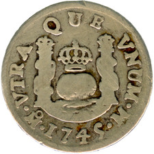 ☆ PLATA HISPANA • COLONIAL 1 REAL 1745 · MÉXICO (M) • FELIPE V ☆ ESPAÑA ☆D0109