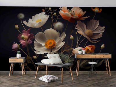 3D Floral Leaf Small Daisy Selbstklebende Abnehmbare Tapete Wandbild 1094