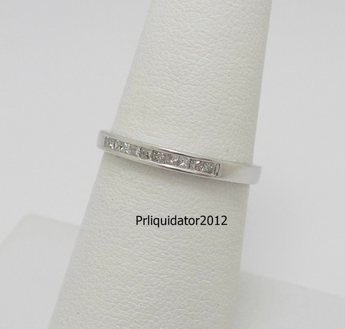 1/5CT Natural Princess Diamond Anniversary Wedding Band Ring 10K White Gold - Picture 3 of 11