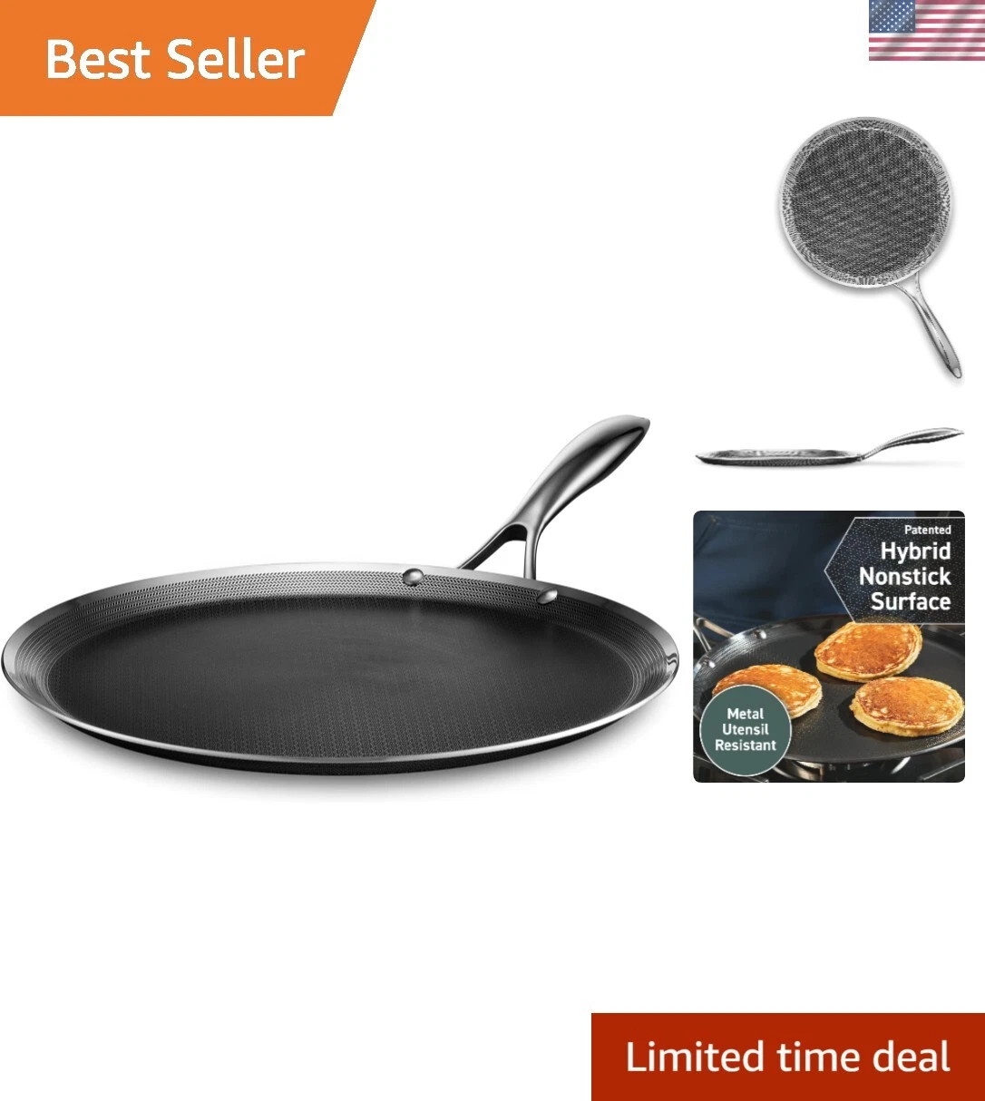 Hybrid Nonstick 13-Inch Griddle, Dishwasher and Oven Safe, Induction Ready, C...