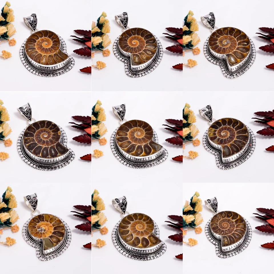 Винтажные ювелирные изделия ручной работы с аммонитом.925 посеребренный кулон (40 штук) - Изображение 2 из 4