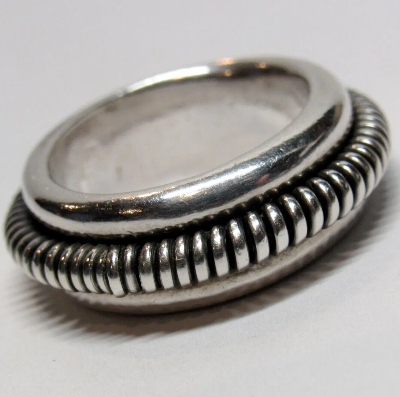 Solid Sterling 925 Silver Meditation Spinner Fidg… - image 1