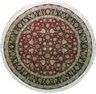 Fine Soft Traditional Wool & Silk Rug 6x6 Round Burgundy Rug PIX-16573