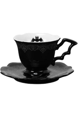 Killstar After Midnight Gothic Punk Bat Pentagram Tea Cup Saucer Set KSRA002036