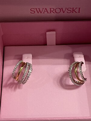 Swarovski Hyperbola hoop earrings Mixed cuts, Mini, White