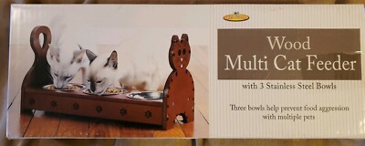 etna wooden multi cat feeder