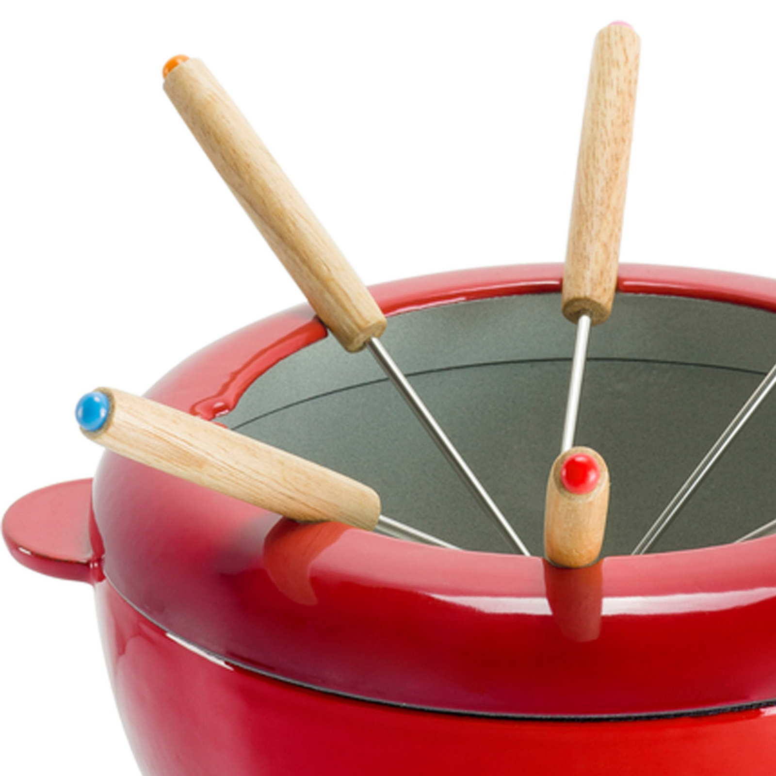 Zwilling Cherry Fondue Set Enamel Cast Iron Includes Forks Induction