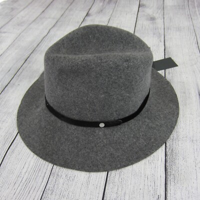 NWT Rag Bone Womens Hat Grey Fedora Floppy Brim Leather