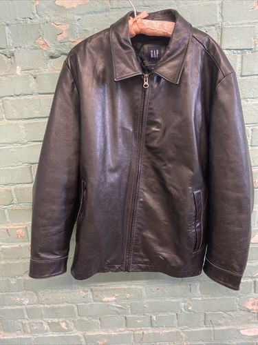 The Gap Leather Jacket Black Size Extra 