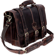 Leather Briefcase 18 Inch Laptop Messenger Bags for Men and Women Best Office Co