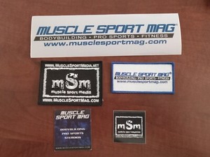 Lot of 5 MuscleSport Magazine Patches & Stickers mSm Bodybuilding Fitness Muscle