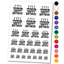 Happy Birthday Cake with Candles Temporary Tattoo Water Resistant Set Collection