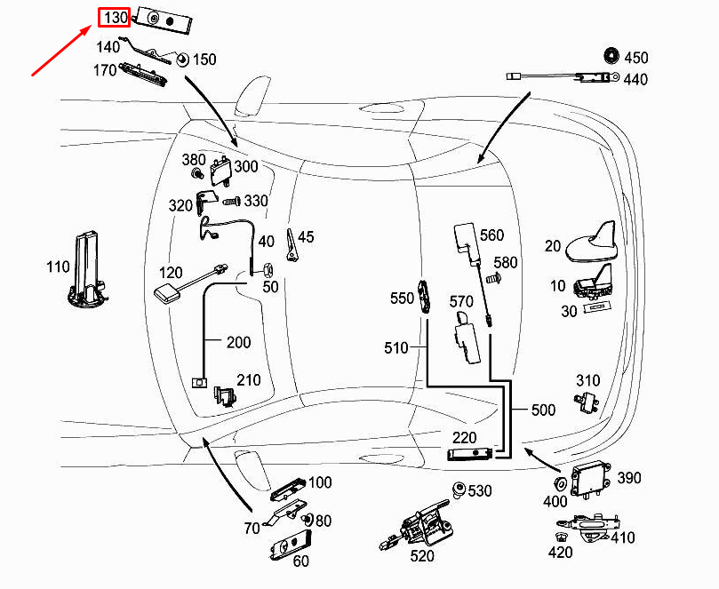 Neu MERCEDES-BENZ SLK R172 Antennenverstärker A-Säule rechts A1728203889