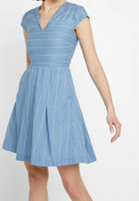 Louche London Kleid hellblau Streifen S/M - 12 - Sommerkleid - Minikleid