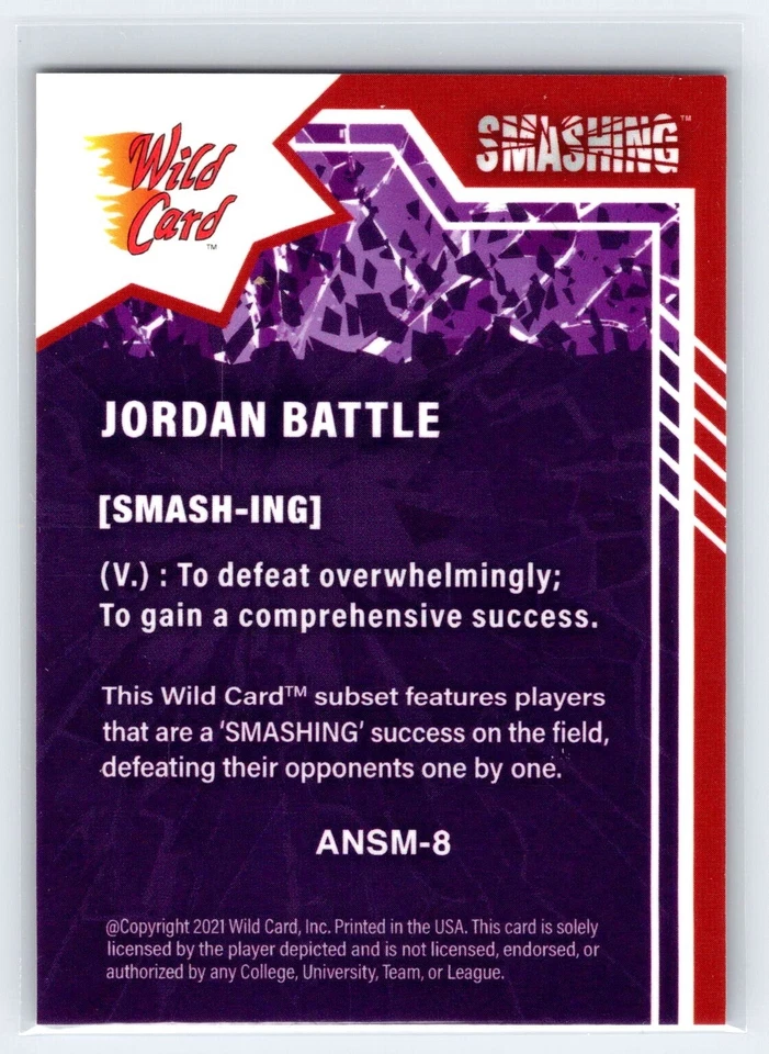 JORDAN BATTLE 2021 Wild Card Allumination Smashing Rookie #ANSM-8 Alabama 13/80 - Image 2 of 2