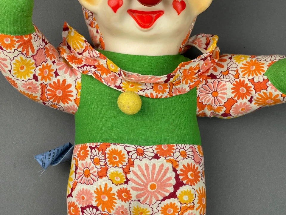 Vintage Clown Flowers Plush Musical Nose Rubber Face - Image 3 of 4