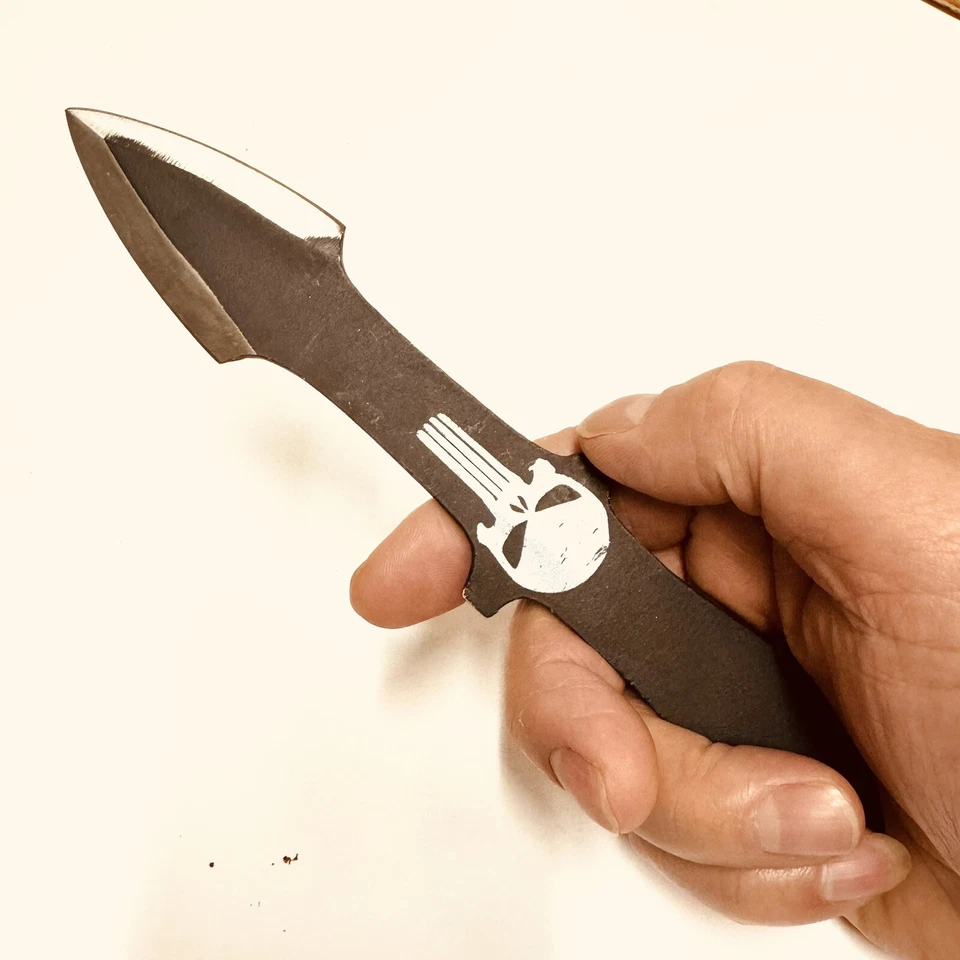 "Juego de 3 cuchillos de caza de 8"" con castigador de funda de cuero" Foto 4 de 4