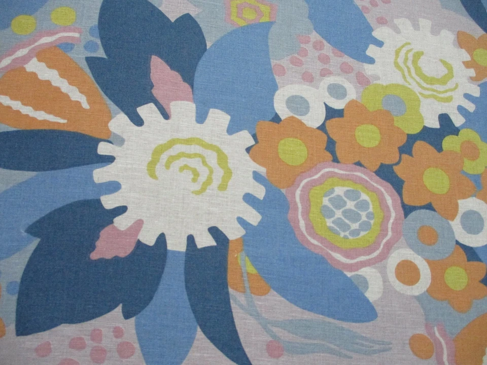 Schumacher Gardinenstoff 'ANITA - FLIEDER/ORANGE' 3 Meter - Leinen - Flower Power - Bild 4 von 4