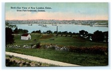 Bird’s Eye View New London CT from Fort Griswold Groton Connecticut Postcard D14