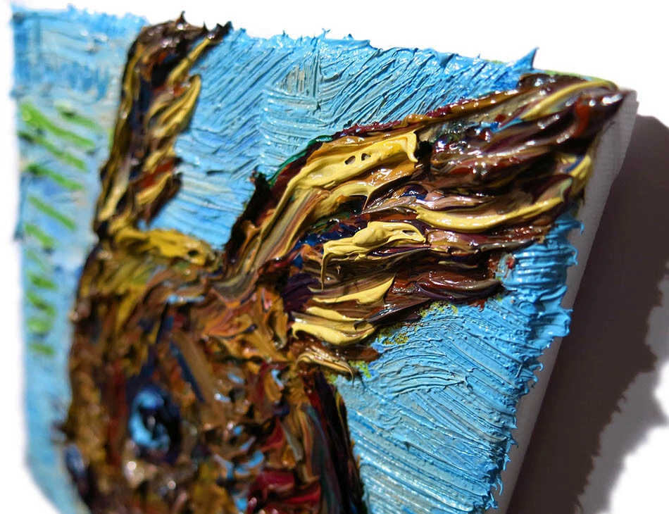 ORIGINAL OIL█PAINTING VINTAGE█ART SIGNED OUTSIDER cute POP ANIMAL PET NATURE EYE - Image 2 of 4