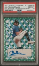 2022 Perfect Game AUTO Green MOJO 1/1 COLTON HARTMAN Louisville Cardinals PSA 10
