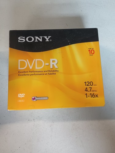 Sony DVD-R 120 mins. Recordable 1X-4X. 10 Disc' in Storage Cases ...