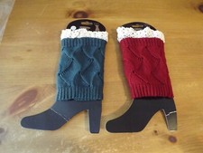 new LEG WARMERS crocheted ruffles BOOT CUFFS u choose color NWT