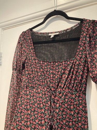 Topshop Floral Print Square neck Long Sleeve Midi Dress Ladies Size 8 - Picture 6 of 9