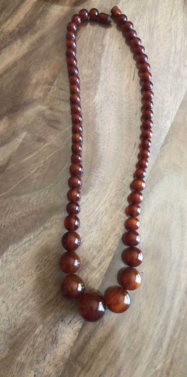 Collier Vintage En Bakélite Marron - Pièce Ancienne Et Unique