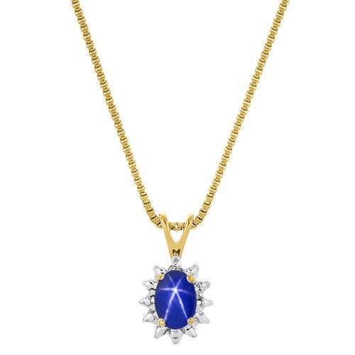Blue Star Sapphire Pendant Necklace in 