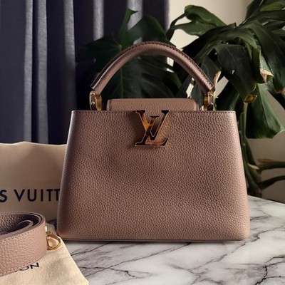 LOUIS VUITTON Capucines BB Taupe Tortoise Handle 2Way Shoulder Bag