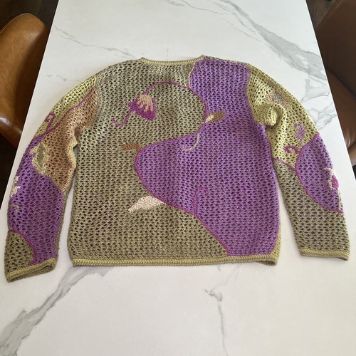 Vintage Sigrid Olsen Cardigan Womens Medium Hand Knitted Cottagecore 90s Sweater - Picture 8 of 9
