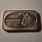 1973 USSC SECRETARIAT - TRIPLE CROWN WINNER Horse Racing 1 oz .999 Silver Bar