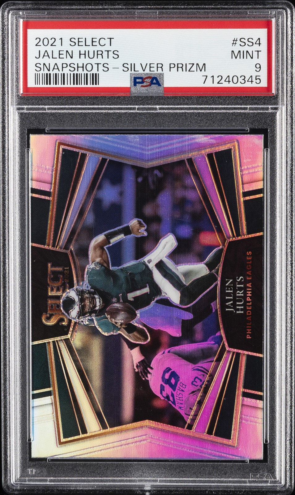 2021 PANINI SELECT SNAPSHOTS SILVER PRIZM #SS4 JALEN HURTS PSA 9