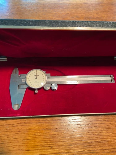 Mitutoyo 4" Dial Caliper No. 505-629 Stainless Steel Japan w/Case Machinist Tool