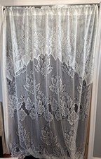White Floral Lace Curtain Panel Elegant Sheer 60"W x 80"L Cream Decorative Windo