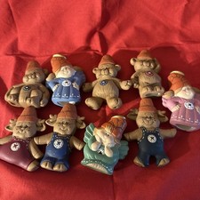 Set Of 9 Rust Clay Flower Pot Figurine Bears Hand Painted