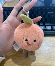 Jellycat Amuseables Fuzzy Peach Plush Keychain Cute Bag Charm Gift NWT