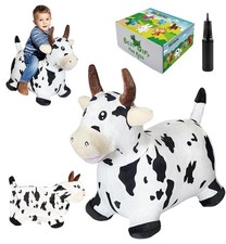 HotMax Bouncy Cow Hopping Toy, Removable Inflatable Plush Bouncing Horse for ...