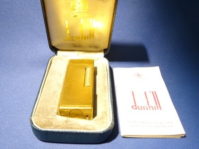 Dunhill Rollagas Feuerzeug in Gold mit  neuen Ventilen gasdicht in der Box