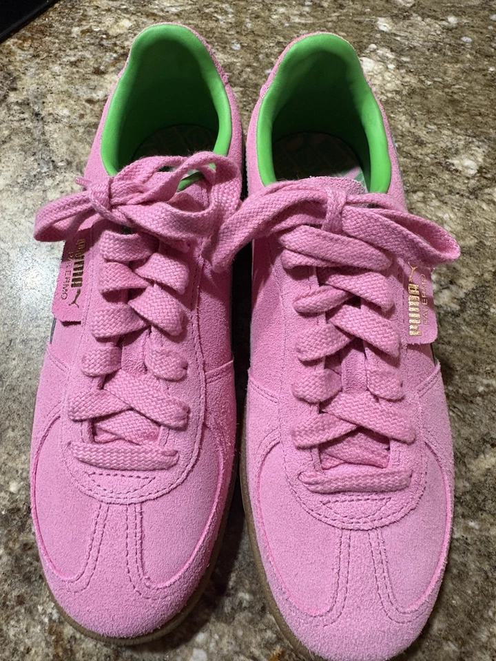 NUEVO PUMA Palermo Especial Junior Cuero Gamuza Zapatos Talla 7 (w 8.5) Rosa/Verde Foto 3 de 4
